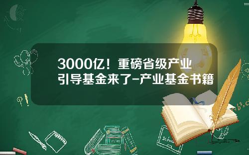 3000億！重磅省級産業引導基金來了-産業基金書籍