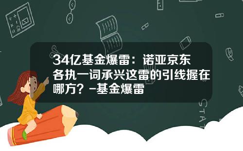 34億基金爆雷：諾亞京東各執一詞承興這雷的引線握在哪方？-基金爆雷