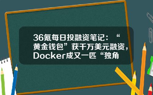 36氪每日投融資筆記：“黃金錢包”獲千萬美元融資，Docker成又一匹“獨角獸”-北京暴風魔鏡科技有限公司