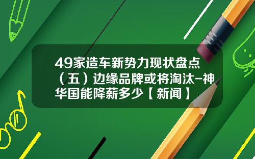 49家造车新势力现状盘点（五）边缘品牌或将淘汰-神华国能降薪多少【新闻】