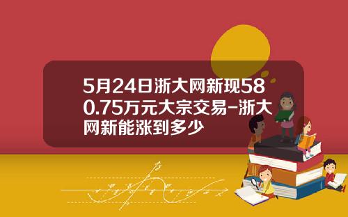5月24日浙大網新現580.75萬元大宗交易-浙大網新能漲到多少