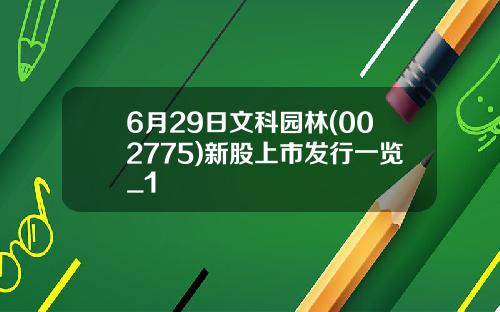 6月29日文科园林(002775)新股上市发行一览_1