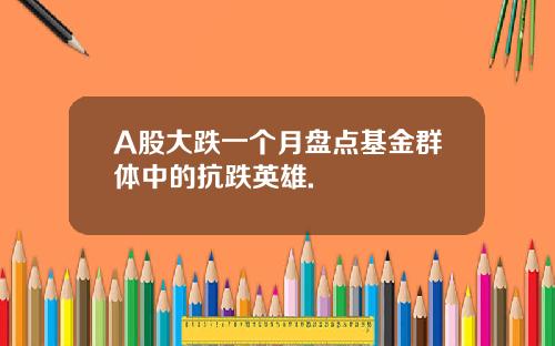 A股大跌一个月盘点基金群体中的抗跌英雄.
