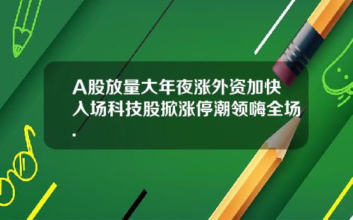 A股放量大年夜涨外资加快入场科技股掀涨停潮领嗨全场.