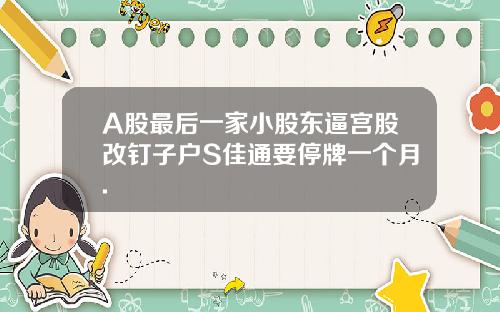 A股最後一家小股東逼宮股改釘子戶S佳通要停牌一個月.