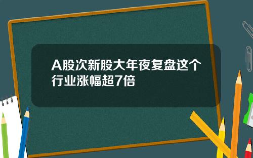 A股次新股大年夜复盘这个行业涨幅超7倍