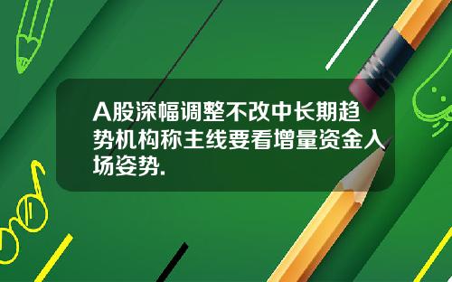 A股深幅调整不改中长期趋势机构称主线要看增量资金入场姿势.
