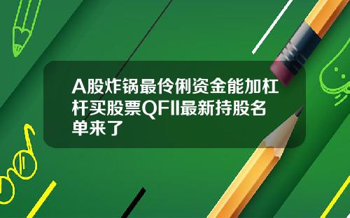 A股炸鍋最伶俐資金能加杠杆買股票QFII最新持股名單來了