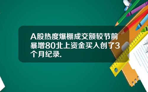 A股熱度爆棚成交額較節前暴增80北上資金買入創了3個月紀錄.