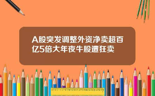 A股突發調整外資淨賣超百億5倍大年夜牛股遭狂賣