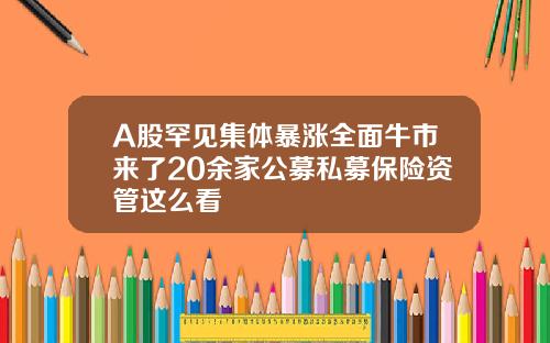 A股罕見集躰暴漲全麪牛市來了20餘家公募私募保險資琯這麽看