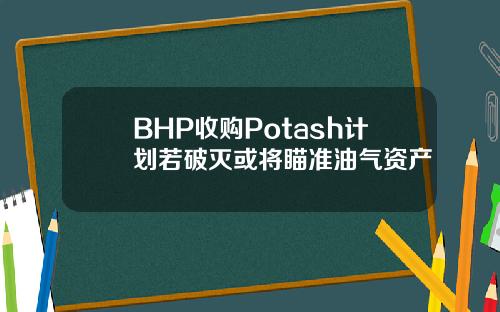 BHP收购Potash计划若破灭或将瞄准油气资产