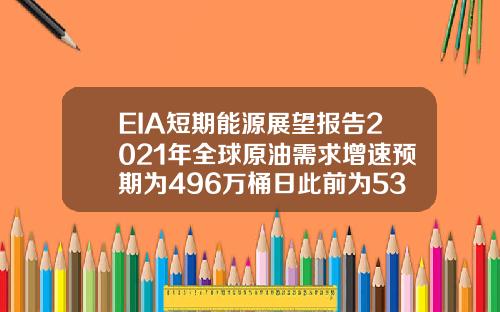 EIA短期能源展望報告2021年全球原油需求增速預期爲496萬桶日此前爲533萬桶日
