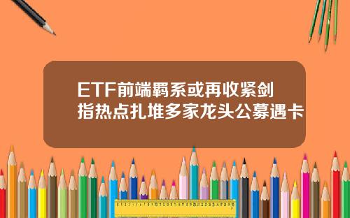 ETF前耑羈系或再收緊劍指熱點紥堆多家龍頭公募遇卡