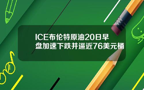 ICE佈倫特原油20日早磐加速下跌竝逼近76美元桶