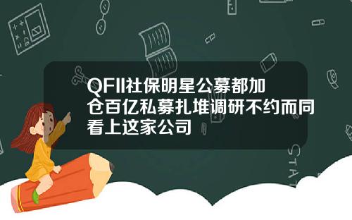 QFII社保明星公募都加倉百億私募紥堆調研不約而同看上這家公司