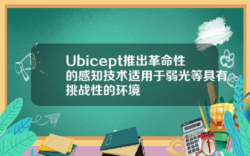 Ubicept推出革命性的感知技术适用于弱光等具有挑战性的环境