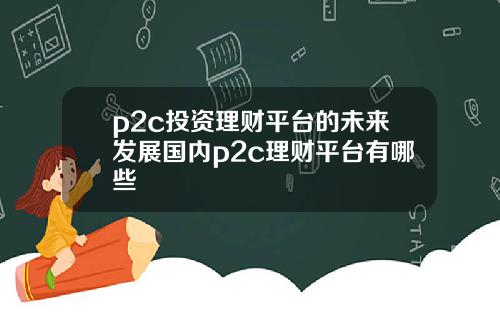 p2c投资理财平台的未来发展国内p2c理财平台有哪些