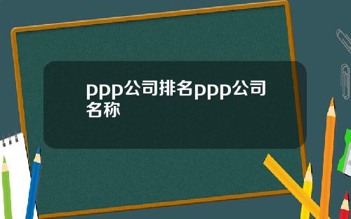 ppp公司排名ppp公司名稱