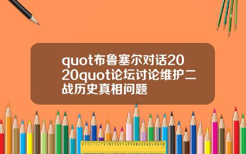 quot佈魯塞爾對話2020quot論罈討論維護二戰歷史真相問題
