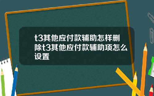 t3其他應付款輔助怎樣刪除t3其他應付款輔助項怎麽設置
