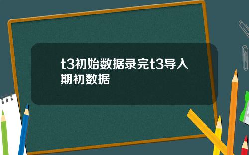 t3初始數據錄完t3導入期初數據