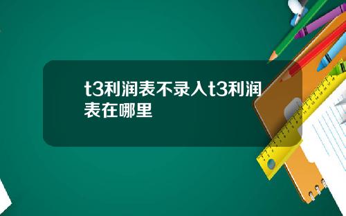 t3利润表不录入t3利润表在哪里