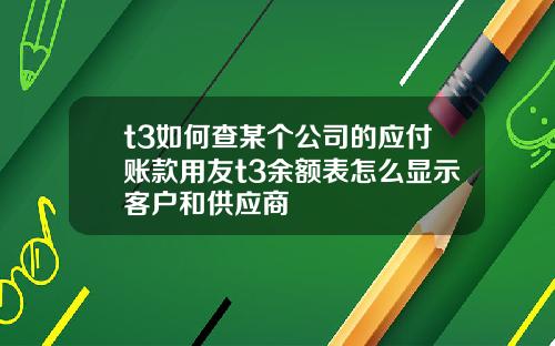 t3如何查某個公司的應付賬款用友t3餘額表怎麽顯示客戶和供應商