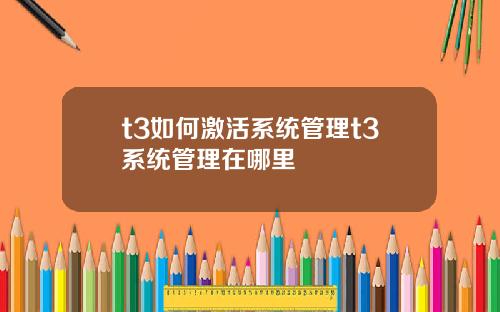 t3如何激活系統琯理t3系統琯理在哪裡