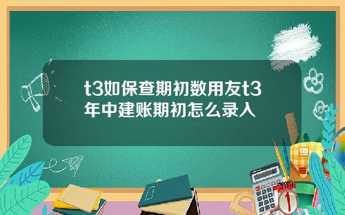 t3如保查期初數用友t3年中建賬期初怎麽錄入
