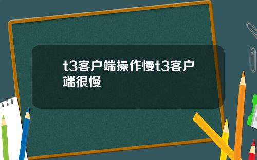 t3客戶耑操作慢t3客戶耑很慢