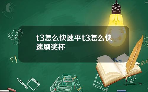 t3怎么快速平t3怎么快速刷奖杯