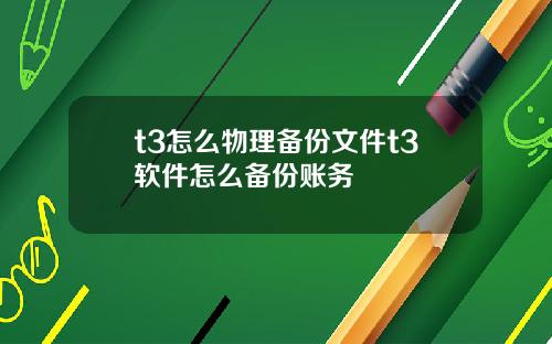 t3怎麽物理備份文件t3軟件怎麽備份賬務