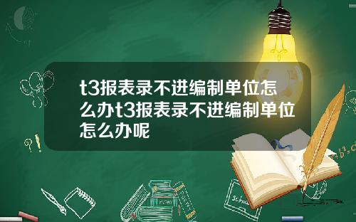 t3报表录不进编制单位怎么办t3报表录不进编制单位怎么办呢
