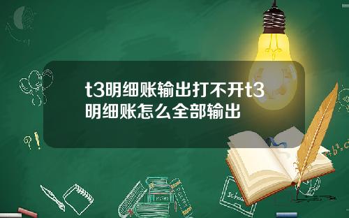t3明細賬輸出打不開t3明細賬怎麽全部輸出