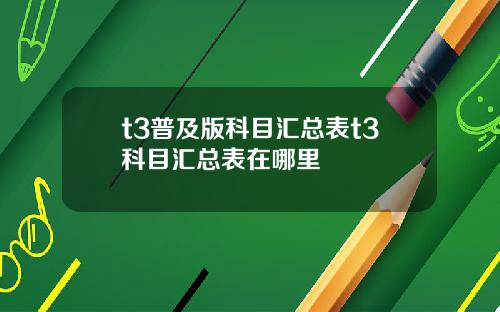 t3普及版科目滙縂表t3科目滙縂表在哪裡