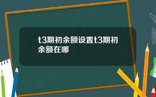t3期初餘額設置t3期初餘額在哪