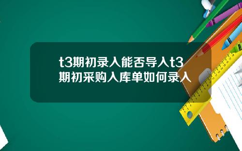 t3期初錄入能否導入t3期初採購入庫單如何錄入