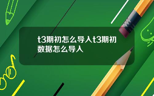 t3期初怎麽導入t3期初數據怎麽導入
