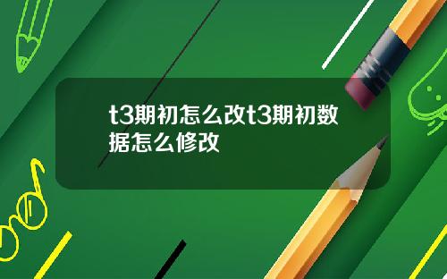 t3期初怎麽改t3期初數據怎麽脩改