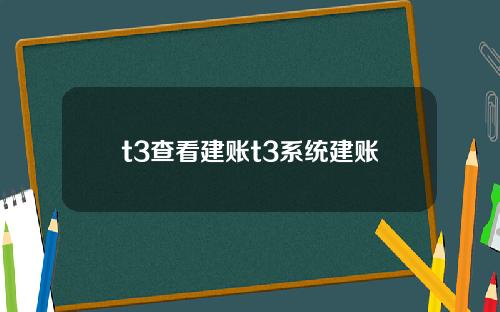 t3查看建賬t3系統建賬