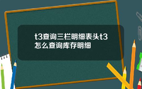 t3查詢三欄明細表頭t3怎麽查詢庫存明細