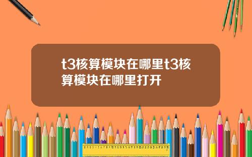 t3核算模塊在哪裡t3核算模塊在哪裡打開