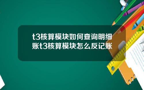 t3核算模塊如何查詢明細賬t3核算模塊怎麽反記賬