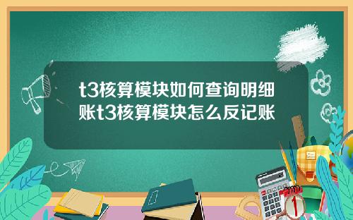 t3核算模塊如何查詢明細賬t3核算模塊怎麽反記賬
