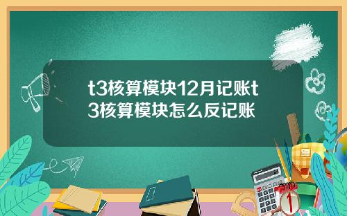 t3核算模塊12月記賬t3核算模塊怎麽反記賬
