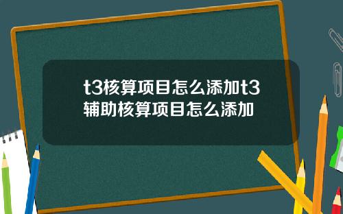 t3核算項目怎麽添加t3輔助核算項目怎麽添加