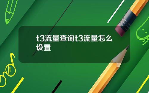 t3流量查询t3流量怎么设置