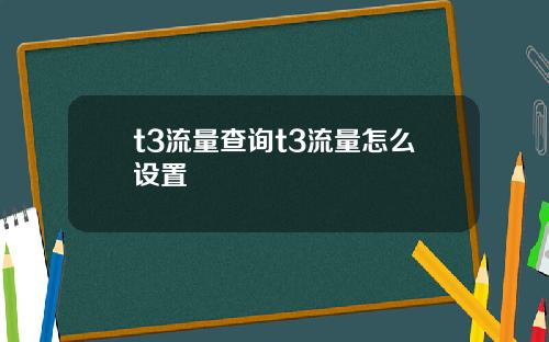 t3流量查詢t3流量怎麽設置