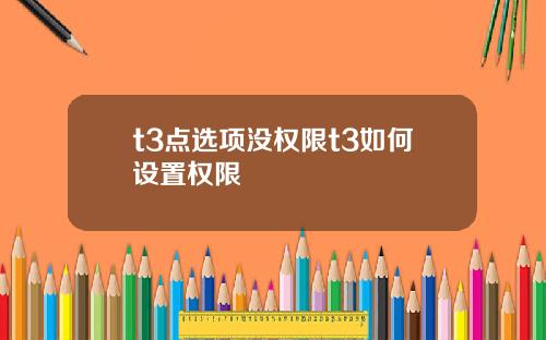 t3點選項沒權限t3如何設置權限